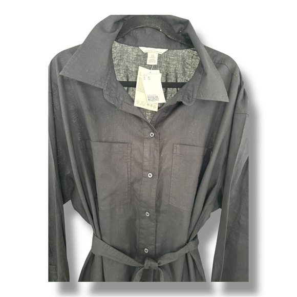 β¨ H&M Black Linen Blend Shirt Dress β Size XL β¨ - Picture 3 of 7